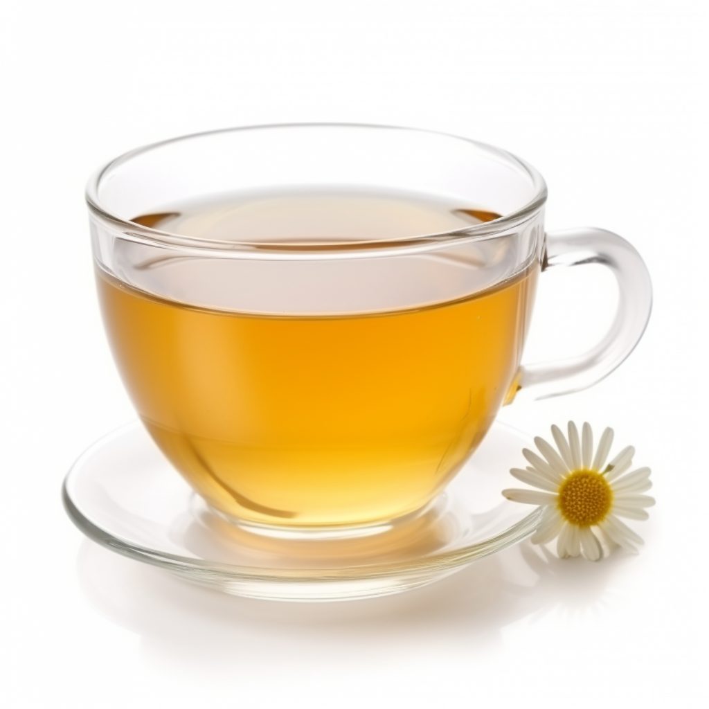 A glass cup of chamomile tea - best teas for hangovers